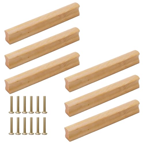 TESSTSY 6 Stück Möbelgriffe Holz, Schrankgriffe Holz Türgriff...