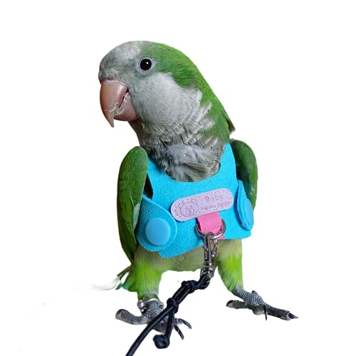 Image of Bird Flight Harness Vest, Parrot Flight Suit with Leash for Parakeets Cockatiels Conures Budgies, Bird Flying Clothes with Rope and Handle for Outdoor Activities Training, Anti Bite (XS)