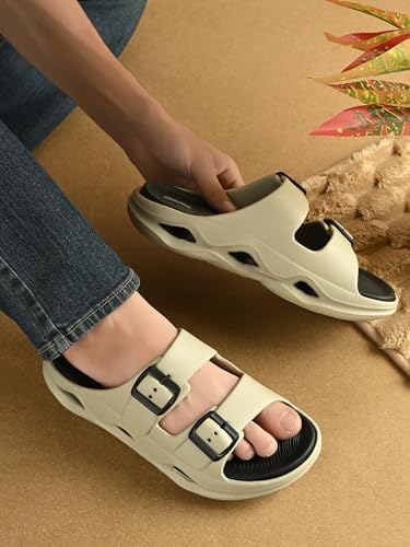 Image of DOCTOR HEALTH SUPER SOFT Men EVA Double Strap Sandals | Adjustable Buckle Comfort Slides | Lightweight Anti-Slip Casual Sandals for Indoor Outdoor Everyday Wear