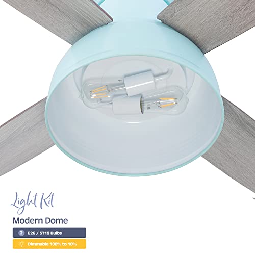 Prominence Home Edora, 52 Inch Industrial Style Flush Mount LED Ceiling Fan with Light, Remote Control, 4 Modern Blades, Reversible Motor - 51672-01 (Seafoam) - Image 5
