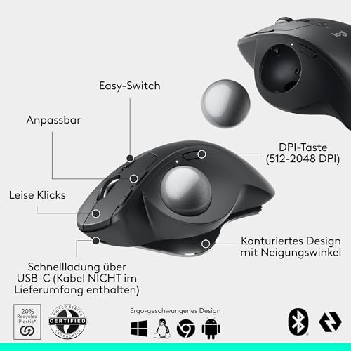 Logitech MX Ergo S Advanced kabellose Trackball-Maus (Graphit) – Ansicht 6