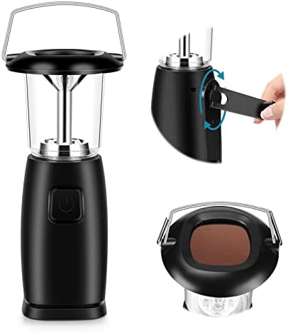 Finetoknow Hand Crank Camping Light 6 LED Solar Rechargeable Wind Up Camping Lantern with Handle Portable for Outdoor Hunting Hiking Sailing Night Fishing (1PCS)