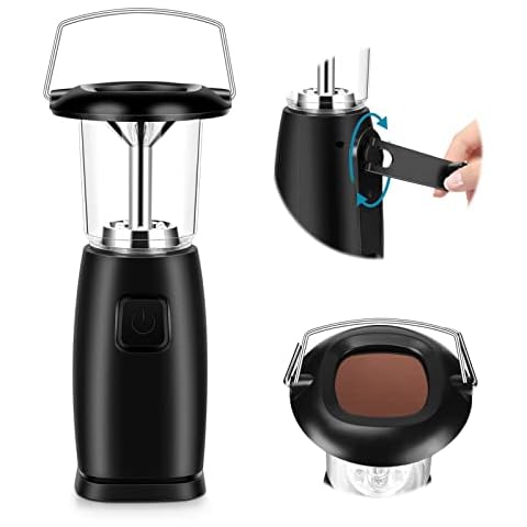 Finetoknow Hand Crank Camping Light 6 LED Solar Rechargeable Wind Up Camping Lantern with Handle Portable for Outdoor Hunting Hiking Sailing Night Fishing (1PCS) Cover