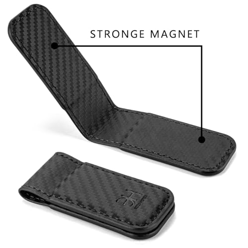 Image of GH GOLD HORSE Slim Magnetic Money Clip Genuine Leather Business Card Holder for Men (CB-Black)