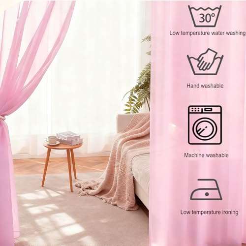 Rideau de chambre moderne 130x135 rose doux décoration intérieur lin