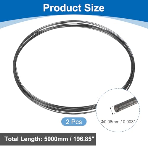 QUARKZMAN 2 Stück Wolframdraht 99.99% Hochreiner Wolframdraht 0.08mm Durchmesser x 5 Meter Länge Wolframfaden Metallspule Für Glühbirnenherstellung Elektronikindustrie