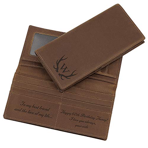 Engraved Wallet for Men Husband Dad Son Grandpa,Personalized Leather Long Wallet Gifts,Custom Gifts.