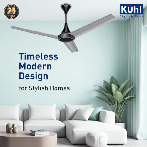 Image of KUHL Fest B1 1200mm BEE 5-Star BLDC Ceiling Fan | 28W Energy Saving (Up to 65%) | High Airflow & Low Noise | Remote as well as Regulator Operated | 5 Year Motor Warranty | ISI Marked (Silver Mist)