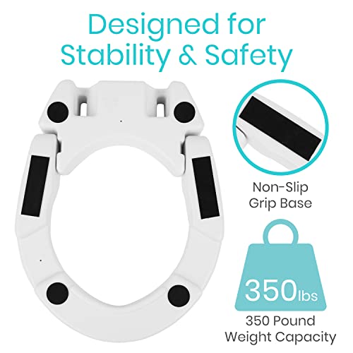 Vive Toilet Seat Riser - Raised Elevated Handle (Easy Clean) For Seniors, Elderly, Handicapped - Medical Handicap Bathroom Safety Recovery Height Chair Cushion Bowl Cover, Tall High Portable Extender #TOP2