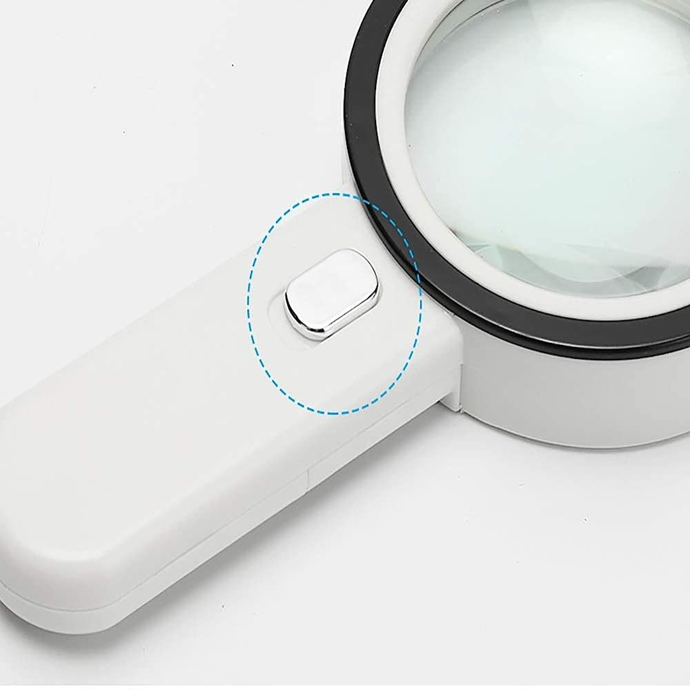 Lupa Portátil con Luz, Lupa Grande De Mano De 30 Aumentos, Lupa Iluminada con 12 Led para Personas Mayores, para Leer, Inspeccionar Monedas, Joyas, Etc.