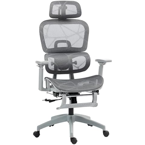 HOMCOM Ergonomic Mesh Office Chair with Footrest Cover