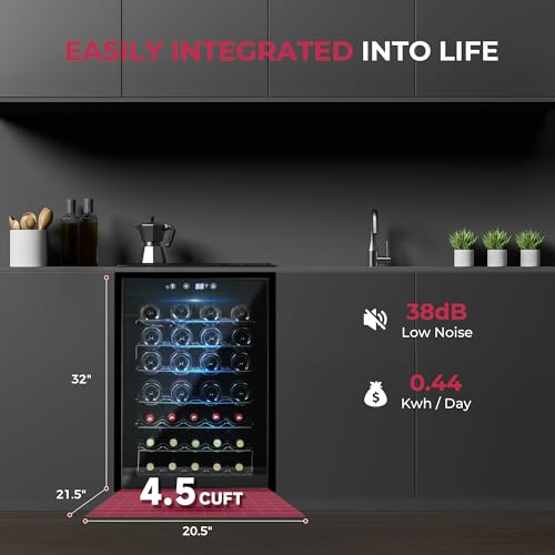 Image of Icyglee 4.5 CU.FT Wine Cooler Refrigerator, Small Freestanding Wine Fridge for Red, White and Champagne, Mini Fridge with Adjust Temperature, Black
