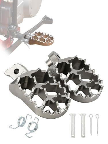 Image of 304 Stainless Steel Universal Dirt Bike Foot Pegs with Springs | 304SS, Dirtbike Footpegs Pedal Rests, for 50cc-250cc YZ CRF KLX CR XR TTR PW DRZ 50 70 80 90 100 110 125 150