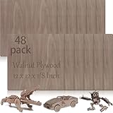 48 Pcs Walnut Unfinished Wood Craft, 12 x 12 x 1/8 Inch - 3mm Thick Walnut Unfinished Plywood for Laser Cutting & Engraving, School DIY Projects, Painting, Fretwork, CNC Cutting, and Wood Burning