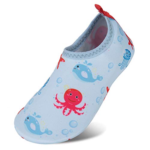 Calcetines de Piscina de Secado rápido Antideslizantes para niños y niñas Surf Yoga jardín niños Descalzos Zapatos de Playa o Zapatos para Deportes acuáticos(Xzy Azul Brillante,32/33 EU)
