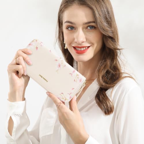 Image of Pomelo Best Wristlet Women Wallet Floral RFID Clutch Purse | Vegan Leather, Multi Credit Card, Large Capacity Zip Around Long Travel Wallets with Coin and Phone Pocket for Ladies