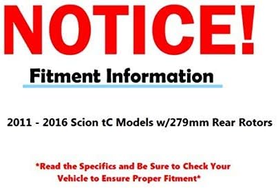Miniatura 5 de Detroit Axle - Kit de freno trasero para 2011-2016 Scion tC Rotores de freno de disco pastillas de freno de cerámica 2012 2013 2014 2015 Reemplazo