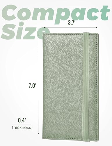 Image of Yarnic Checkbook Cover for Personal Checkbook Holder Sage Green | Checkbook Covers with Pen Holder & Built-in Clear Plastic Divider for Duplicate Checks