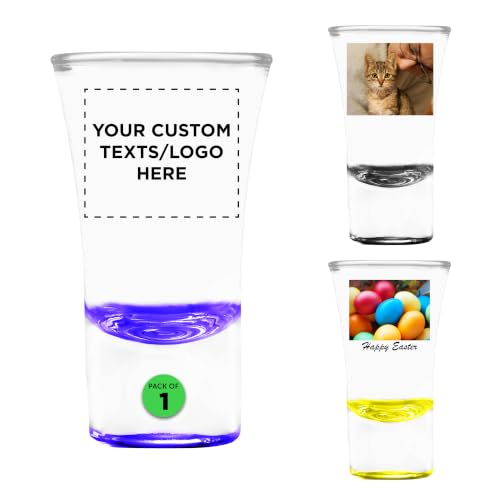 Custom 1.75oz Lord Shooter Etched Shot Glasses, Personalized Text & Logo, Birthday Party, Lounge Glassware - Purple