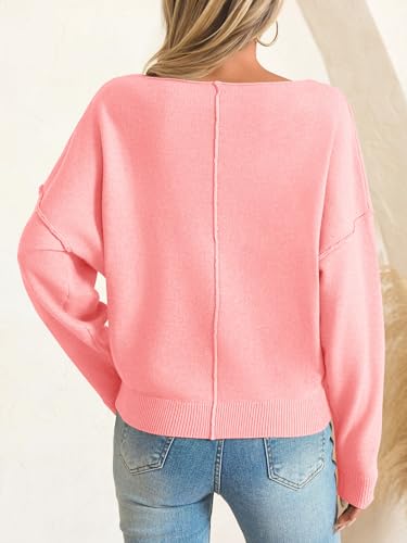 Image of Saodimallsu Womens Off The Shoulder Sweater Boat Neck Batwing Sleeve Knit Pullover 2025 Cute Casual Trendy Jumper Tops