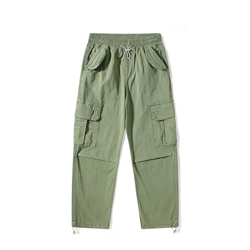 Image of Girls Cargo Pants Kids Pants Khaki Elastic Ankles Wide Leg Teen Streetwear Trendy Jogger Sweatpants