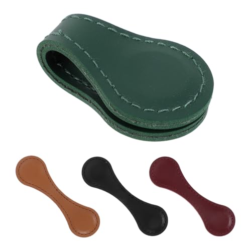 ELAYARD 4 Marcadores Magnéticos Vintage de Cuero Sintético Pu 10x3 Cm para Mujeres, Clip Doble Cara, Colores Surtidos (marrón Claro, Verde, Negro, Rojo), para Lectura y
