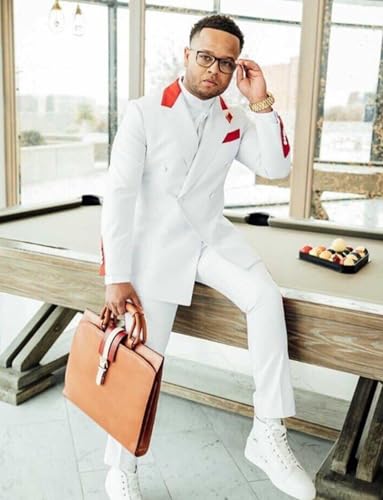 Men's Double Breasted Suit Two Pieces Set Peak Lapel Tuxedos Jacket + Pants for Wedding Homecoming2