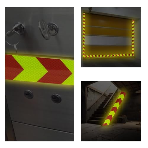 Swrt JT-2 Inch X 160 Ft Reflective Tape Outdoor Waterproof Red & Fluorescent Yellow Reflective Tape Heavy Duty Strong Adhesive Hazard Caution Safety Warning Tape Reflector Conspicuity Tape thumb #5