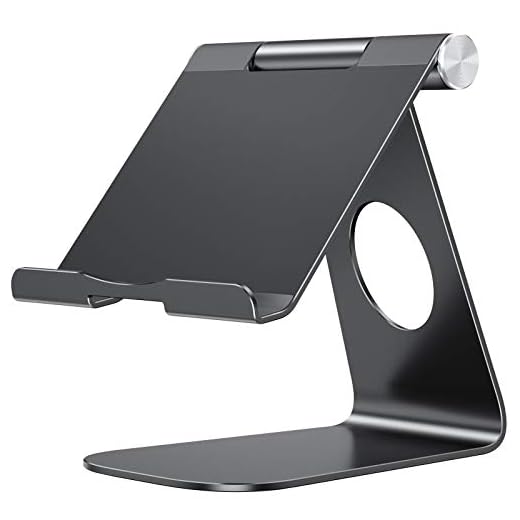 OMOTON Suporte de tablet ajustável, suporte de mesa T1 de alumínio para tablet compatível com iPad Air/Mini, iPad 10.2/9.7, iPad Pro 11/12.9, Samsung Tab e mais, preto