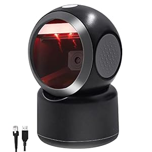 2D QR Hands-Free Barcode Scanner Omnidirectional Automatic Sensing Scanning USB Barcode Reader Adjustable Screen Scanning Platform Scanner for POS PC Supermarket Bookstore