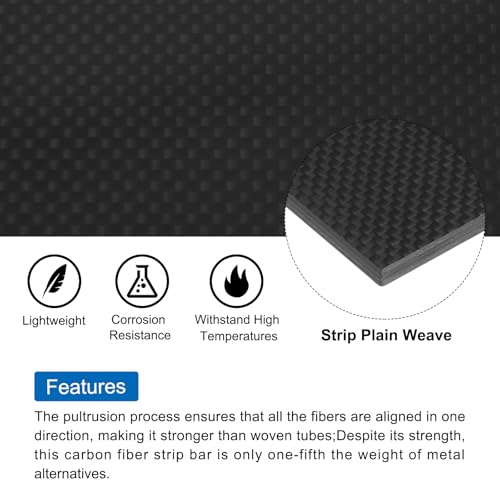 QUARKZMAN 1Stk Kohlefaser Blatt 250×100×5mm Glänzende Oberfläche Pultrudierte Flache Kohlefaser Brett Platte Leinwand Gewebe Panel Blatt für Drachen RC Flugzeug