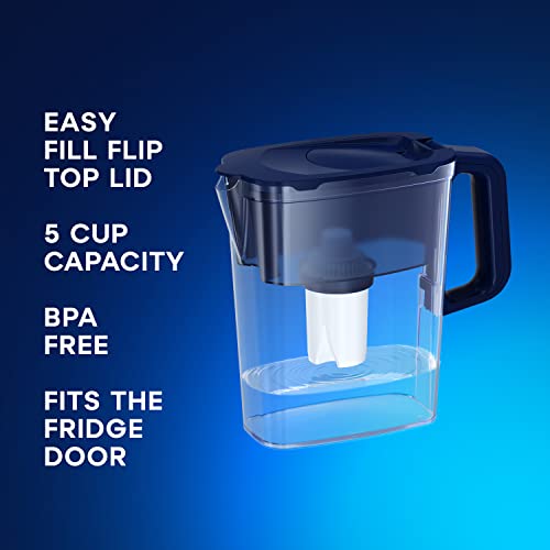 AQUAPHOR Water Filter Pitcher Compact 5 Cup with 1 x B15 Filter - Dark Blue