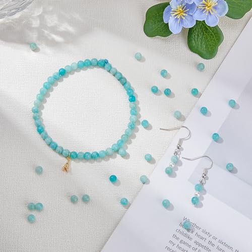 HOBBIESAY 182 Pcs 2 Strands Natural Round Beads 4-4.5mm Strands Dyed Jade Smooth Crystal Beads Gematone Loose Beads for Necklace Jewelry Earring Making Crafts Gifts Hole: 0.8mm - Image 4