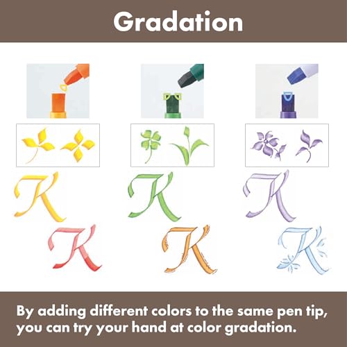 Marqueurs de calligraphie Kuretake Zig par 24 avec double pointe 2mm et 5mm
