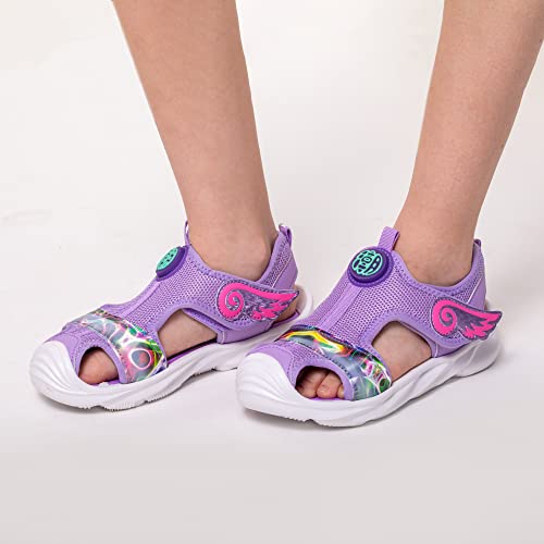 Closed Toe Cute Sandal for Girls in Pretty Colors; Breathable Mesh Upper, Easy and Durable Hook & Loop Strap, Thick and Comfortable Non-Slip Sole; Girls Sandals for Pool, Beach, Bikes, School, Play2