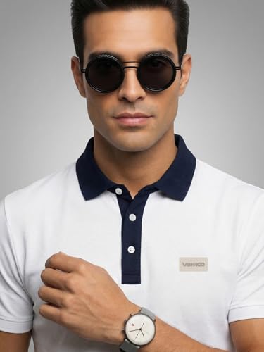 Image of Veirdo Men's Polo T-Shirt Regular Fit, Half Sleeve Contrast Collar Tee, Solid Color Summer Wear, Comfortable Travel, Casual & Office Styling (Sizes S-2XL)