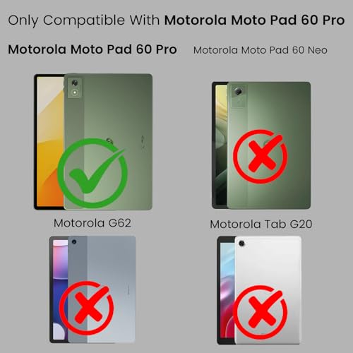 Image of Jkobi Flip Cover Folio Cover for Motorola Moto Pad 60 Pro 12.7 Inch (PU Leather | Multi-Angle Smart Stand | Card Storage Slots | Silicone Back Pouch)