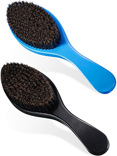 2 Pieces Wave Brushes Curve Bristles Hair Brush Reinforced Boar Bristles Brush Medium Hard Curve Wave Brushes