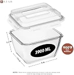 Razab 17 Cups / 132 Oz / 3900ml Large Glass Container Food Storage with Lids - Leakproof, BPA-Free Large Meal Prep Container Ideal for Roasting Turkey, Store Leftover - Microwave & Oven Safe