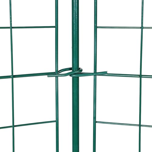 Wiltec Gartenzaun Set mit 5 Elementen grün, Teichzaun mit Oberbogen, Maschendrahtzaun 770 x 8 x 780 mm, Steckzaun leichte Montage, pulverbeschichtet & korrosionsbeständig