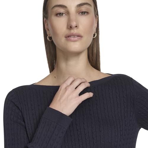 Image of Nautica Women's Long Sleeve Cable Boatneck Sweater