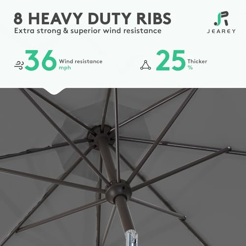 Image of JEAREY 10FT Outdoor Patio Umbrella, Market Umbrella, Gray