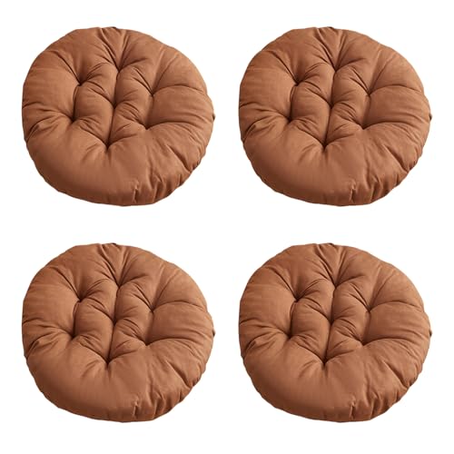 Yunlaishaocer Cuscini Sedie Cucina Set da 4, Cuscini per Sedie da Esterno, 40x40 cm, Cuscino per Sedia Rotondi, per Sala da Pranzo, Giardino Esterno, Balcone, Studio (Caffè Leggero)
