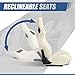 Auto Dynasty Pair of Racing Seat Universal Vinyl Leather Stitching Reclinable Bucket Seats with Bottom Mount Sliders, 37 (H) x 20.5 (W) x 21 (D) Inches, Driver and Passenger Side, White