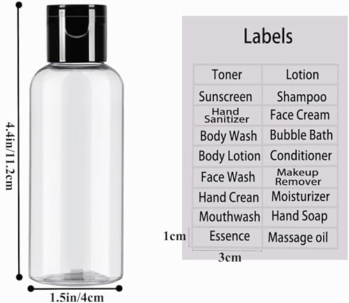 5 Pack 3.4 oz Travel Size Bottles for Toiletries TSA Approved Leak Proof Empty Refillable Liquid Containers with Labels3