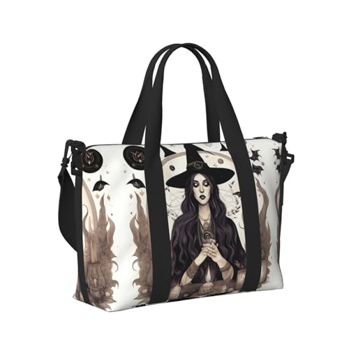 Magic Witch Witchcraft Bohemian Drawing print Travel Duffle Bag,Weekender Bags,Gym Duffel Bag,Luggage Duffle Overnight for Women Men3