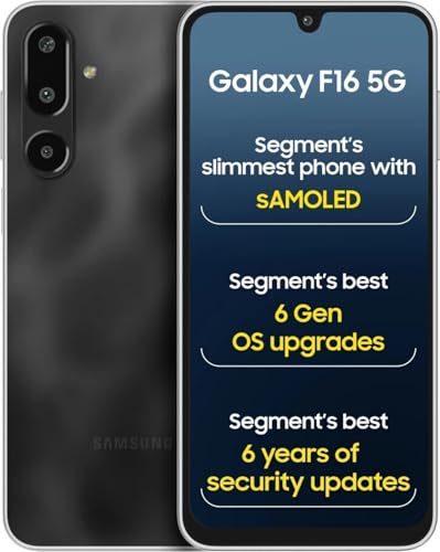 Image of Samsung Galaxy F16 5G (Bling Black, 4GB RAM, 128GB Storage) | 50 MP Main Camera | IP54 | sAMOLED | Mediatek Processor