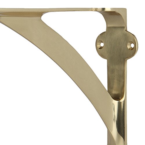 [Set Of 2] Shelf Brackets For 6", 8", 10" Shelves - Polished Brass Finish - 7.88" X 5.88" - Heavy Duty Brass Shelf Bracket - L Brackets For Wall Shelves - Easy To Install - Hardware Included #TOP4