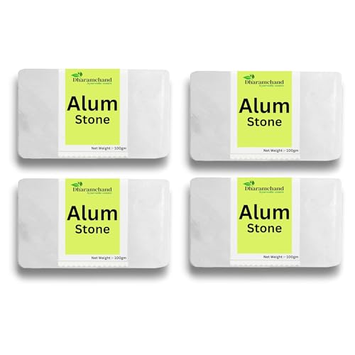 Image of Alum Stone Bar 400g Natural Fitkari Stone for Skin Tightening & Water Purification | Crystal White Alum Bar for Underarms & Shaving | Gentle & Effective Pack of 100g x 4
