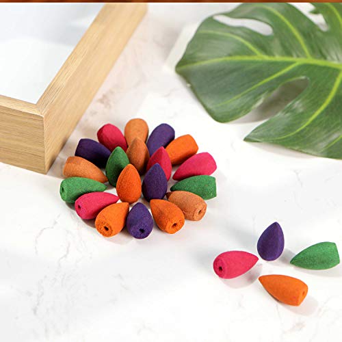 Pavo Cristatus Waterfall Backflow Incense Cones 5 Mixed Natural Scents - Lavender-Rose-Jasmine-Ocean-Lemon For Purification, Relaxation, Positivity, Yoga, Meditation #TOP3